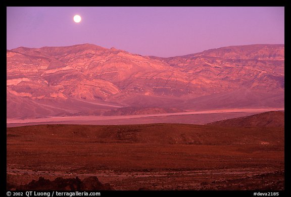 Moonrise over the Panamint range. Death Valley National Park, California, USA.