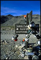 Teakettle Junction sign, adorned with teakettles. Death Valley National Park ( color)