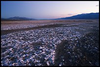 Salt formations on Valley floor, dusk. Death Valley National Park, California, USA.
