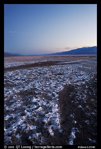 Saltine formations on Valley floor, dusk. Death Valley National Park, California, USA.
