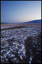 Saltine formations on Valley floor, dusk. Death Valley National Park, California, USA. (color)