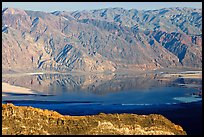 Flooded Death Valley floor at Badwater, seen from Aguereberry point, late afternoon. Death Valley National Park, California, USA. (color)