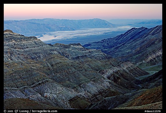 Canyon and Death Valley from Aguereberry point, sunset. Death Valley National Park, California, USA.