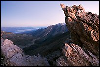 Rocks framing the Death Valley view from Aguereberry point, dusk. Death Valley National Park ( color)