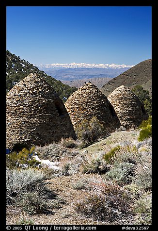 Wildrose Charcoal kilns with Sierra Nevada in background. Death Valley National Park, California, USA.