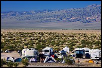 Campground and RVs at Furnace creek. Death Valley National Park, California, USA.