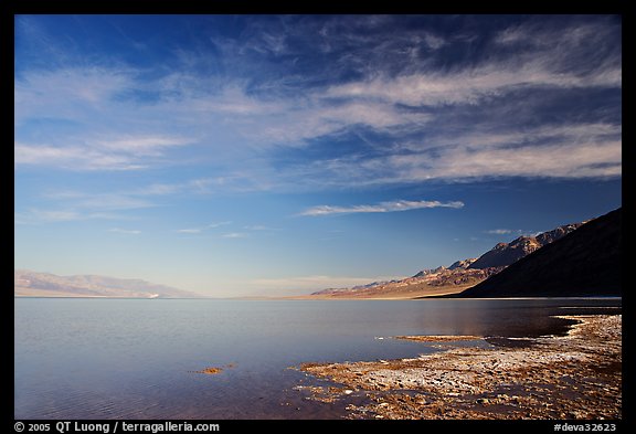 Valley and Lake at Badwater, early morning. Death Valley National Park, California, USA.