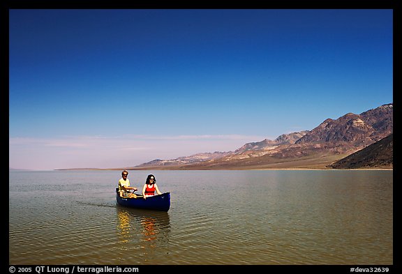 Canoe in Death Valley Lake in March 2005. Death Valley National Park, California, USA.