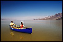 Canoeing in Death Valley after the exceptional winter 2005 rains. Death Valley National Park, California, USA. (color)