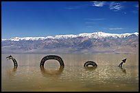 Dragon art installation in Manly Lake and Panamint range. Death Valley National Park, California, USA.