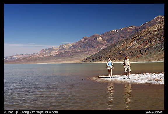 Couple on the shores of Manly Lake. Death Valley National Park (color)