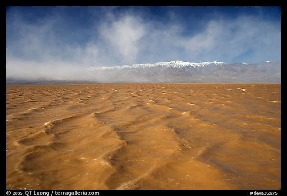 Rarisime waves on Manly Lake on a windy day, early morning. Death Valley National Park (color)