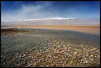 Salt formations on the shore of Manly Lake, morning. Death Valley National Park, California, USA.