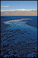 Salt pool and Panamint range, early morning. Death Valley National Park, California, USA.