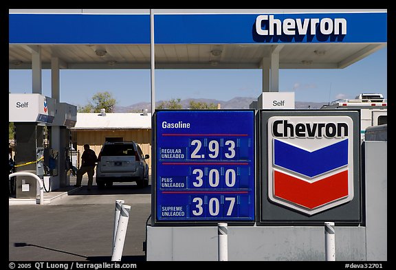 Gas priced above 3 dollars, Furnace Creek. Death Valley National Park, California, USA.