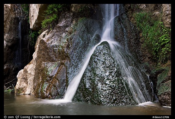 Darwin Falls drops into desert pool. Death Valley National Park (color)