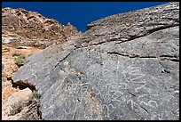 Petroglyphs, Klare Spring, Titus Canyon. Death Valley National Park, California, USA. (color)