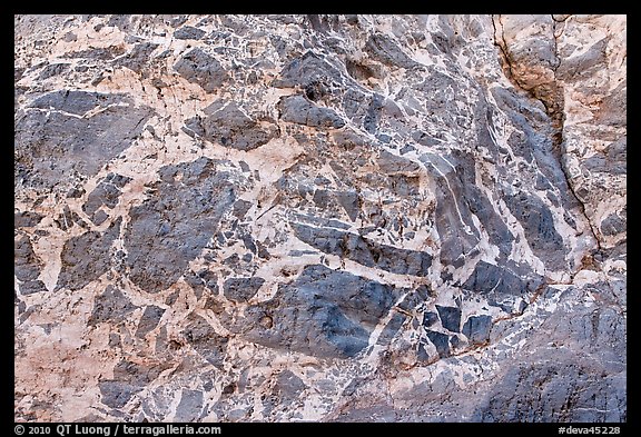 Marbled wall with patterns, Titus Canyon. Death Valley National Park, California, USA.