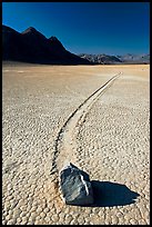 Sailing rock and travel groove on the Racetrack. Death Valley National Park, California, USA.