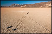 Sailing stones, the Racetrack playa. Death Valley National Park, California, USA.