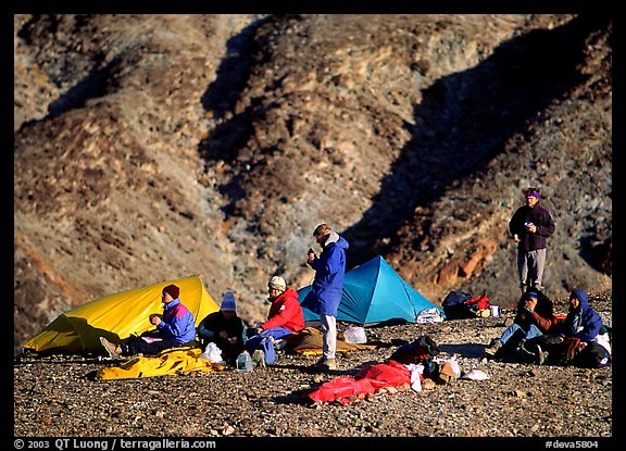 Group at backcountry camp. Death Valley National Park, California, USA.