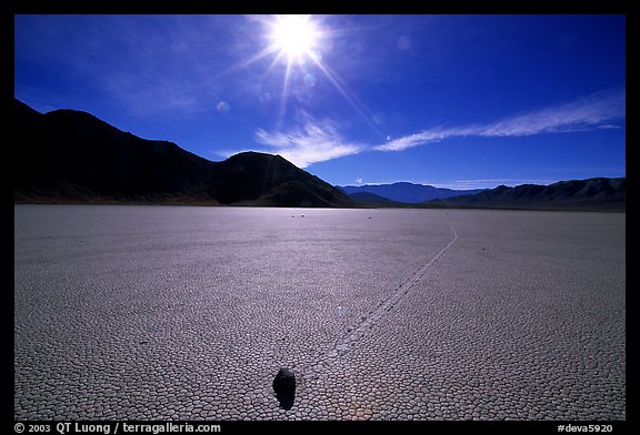 Moving rock on the Racetrack, mid-day. Death Valley National Park (color)