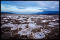 Mud and salt patterns at dusk, Cottonball Basin. Death Valley National Park ( color)