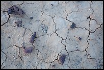 Close-up of volcanic stones and cracked mud, Panamint Valley. Death Valley National Park, California, USA.