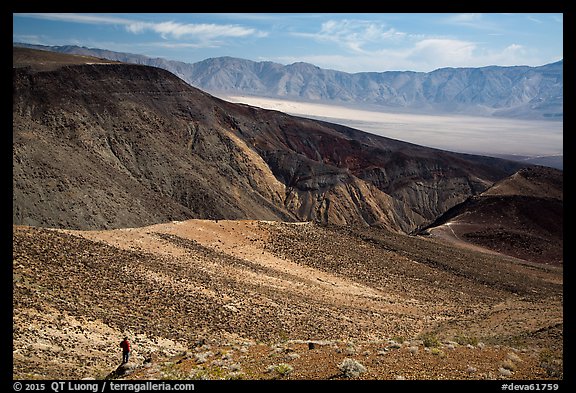 Visitor looking, Panamint Valley. Death Valley National Park, California, USA.