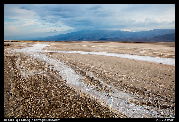Mud patterns and dried salt rivers, Cottonball Basin. Death Valley National Park (color)
