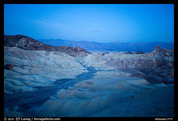 Blue hour, Zabriskie Point. Death Valley National Park, California, USA.