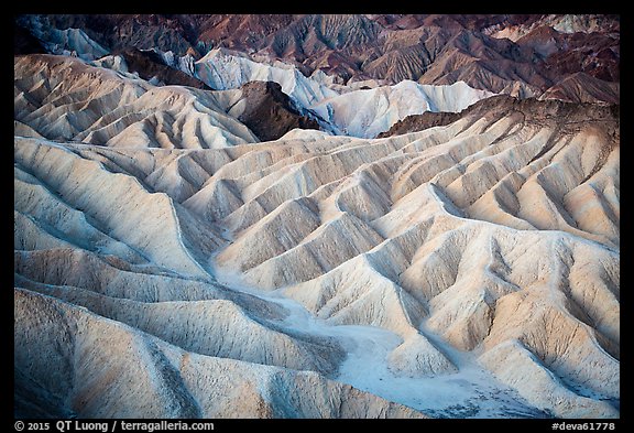 Eroded badlands at dawn, Zabriskie Point. Death Valley National Park, California, USA.