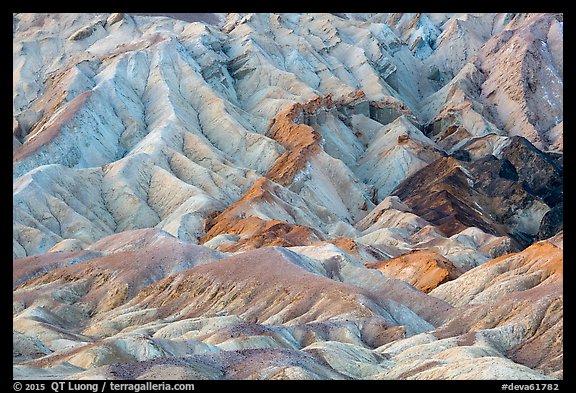 Pastel-colored badlands, Twenty Mule Team Canyon. Death Valley National Park (color)