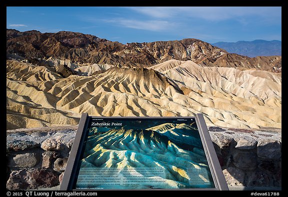 Zabriskie Point Interpretive sign. Death Valley National Park (color)