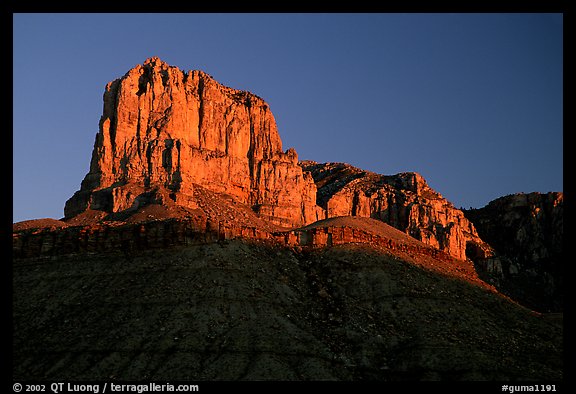 El Capitan from Guadalupe Pass, sunrise. Guadalupe Mountains National Park, Texas, USA.