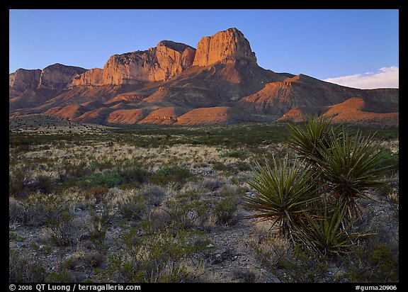 El Capitan from Williams Ranch road, sunset. Guadalupe Mountains National Park (color)