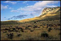 Flats and El Capitan, early morning. Guadalupe Mountains National Park, Texas, USA.