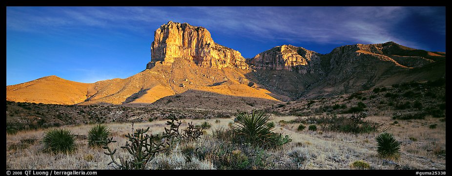 El Capitan rising above desert flats. Guadalupe Mountains National Park (color)