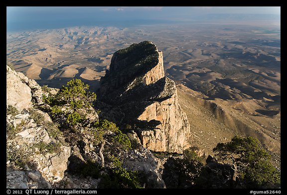 El Capitan and West Texas plain from Guadalupe Peak. Guadalupe Mountains National Park (color)