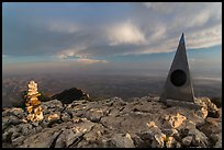 Cairn and monument on summit of Guadalupe Peak. Guadalupe Mountains National Park, Texas, USA. (color)