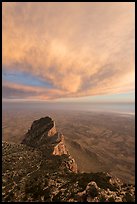 El Capitan backside and sunset clouds. Guadalupe Mountains National Park ( color)