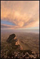 El Capitan backside and sunset clouds. Guadalupe Mountains National Park, Texas, USA. (color)