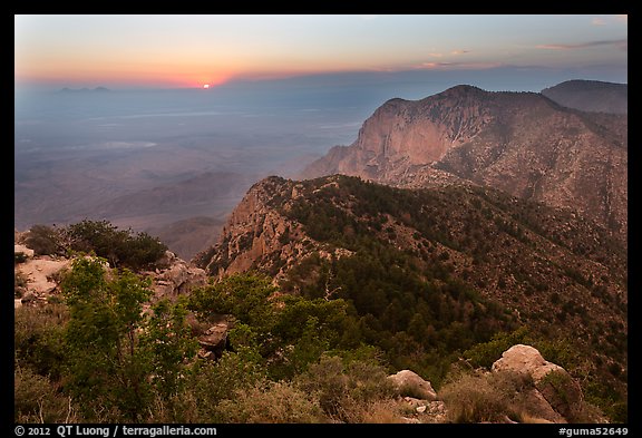 Bush Mountain and sunset, viewed from Guadalupe Peak. Guadalupe Mountains National Park, Texas, USA.