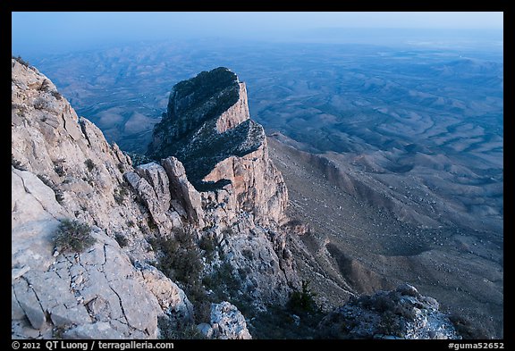 El Capitan from Guadalupe Peak at dusk. Guadalupe Mountains National Park (color)