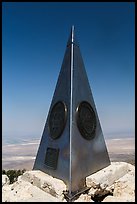 Stainless steel monument placed by American Airlines in the 1950s on top of Guadalupe Peak. Guadalupe Mountains National Park, Texas, USA. (color)