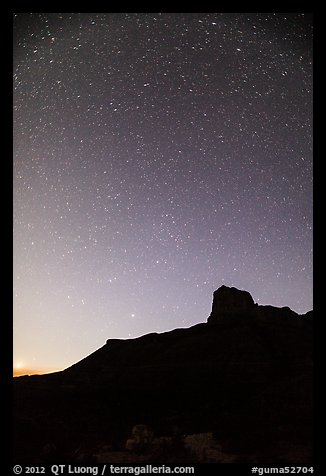 Starry sky and El Capitan. Guadalupe Mountains National Park, Texas, USA.