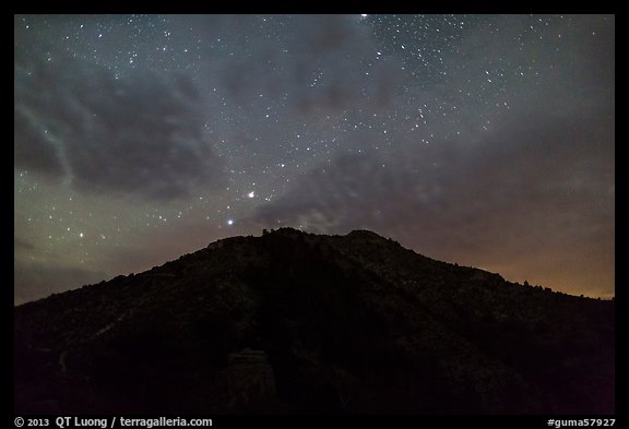Guadalupe Peak at night. Guadalupe Mountains National Park (color)