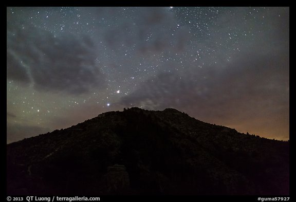 Guadalupe Peak at night. Guadalupe Mountains National Park, Texas, USA.