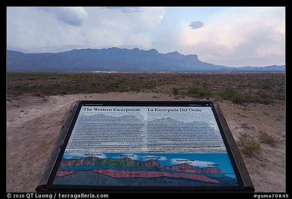 The Western Escarpment interpretive sign. Guadalupe Mountains National Park (color)