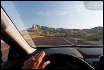 Windshield view, Highway 62 leading toward El Capitan. Guadalupe Mountains National Park ( color)